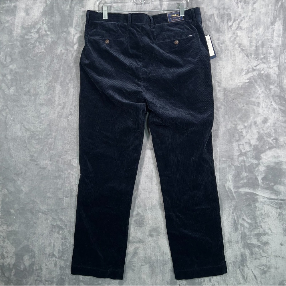 Polo Ralph Lauren Corduroy Pants Mens 34x30 New Navy Blue Chino Straight Stretch - Picture 6 of 14